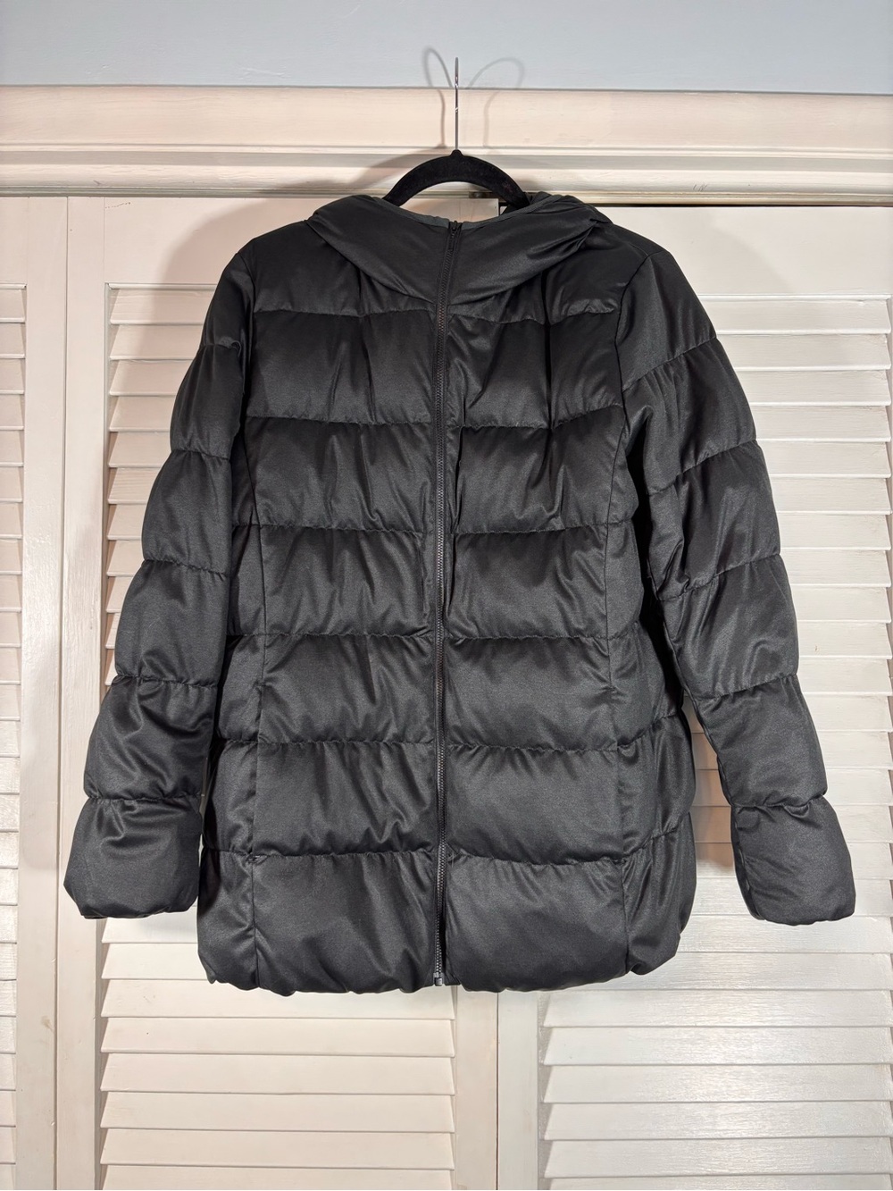 UNIQLO Down Hooded Puffer Jacket Black Size Large Womens